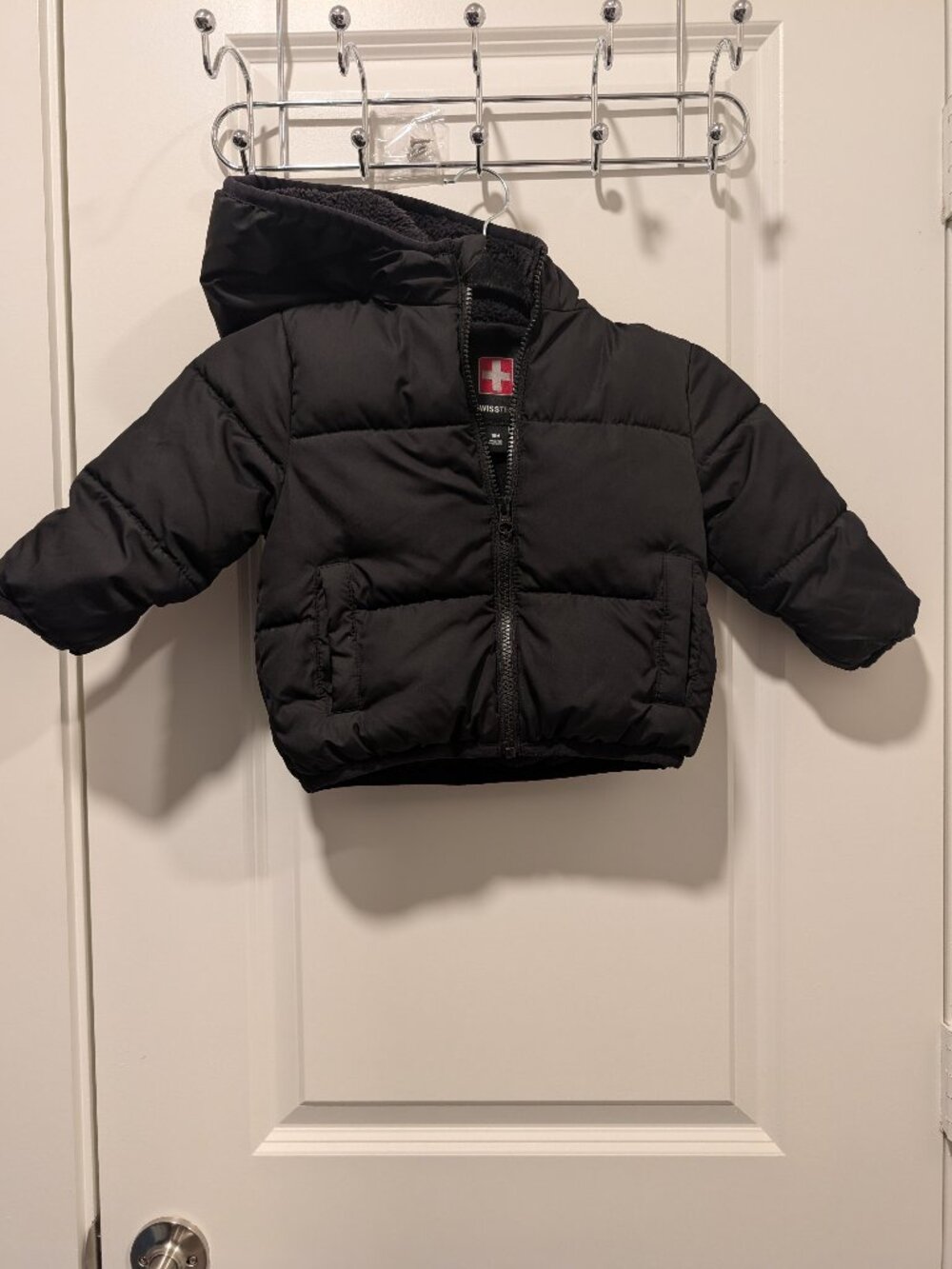 Swiss Tech Toddler’s Black Full Zippered Puffy Jacket with Hood Size 18 Months